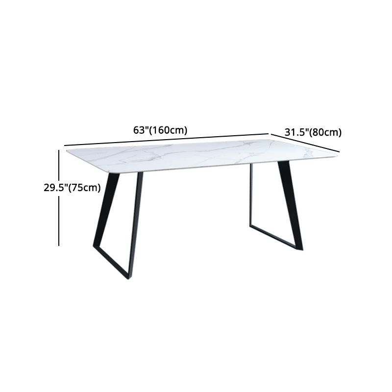 Modern 1/2/5/7 Pieces Rectangle Dining Set Sintered Stone Table with Leather Chairs Clearhalo 'Dining Room Sets' 'Dining Tables & Seating' 'dining_room_set' 'furn' 'furn_dining_room_set' 'Furniture' 'furniture_dining_room_set' 'Kitchen & Dining Furniture' 'kitchen&dining_furn' 'kitchen' 4481621