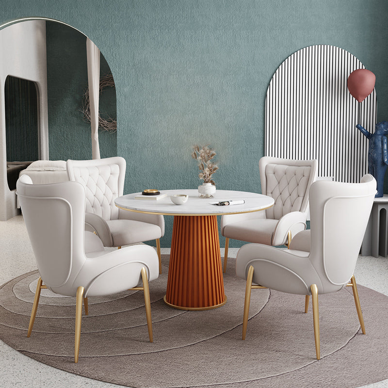 1/5 Pcs Metal Modern Dining Set with Round Indoor Table Dinette Set Clearhalo 'Dining Room Sets' 'Dining Tables & Seating' 'dining_room_set' 'furn' 'furn_dining_room_set' 'Furniture' 'furniture_dining_room_set' 'Kitchen & Dining Furniture' 'kitchen&dining_furn' 'kitchen' 4481648