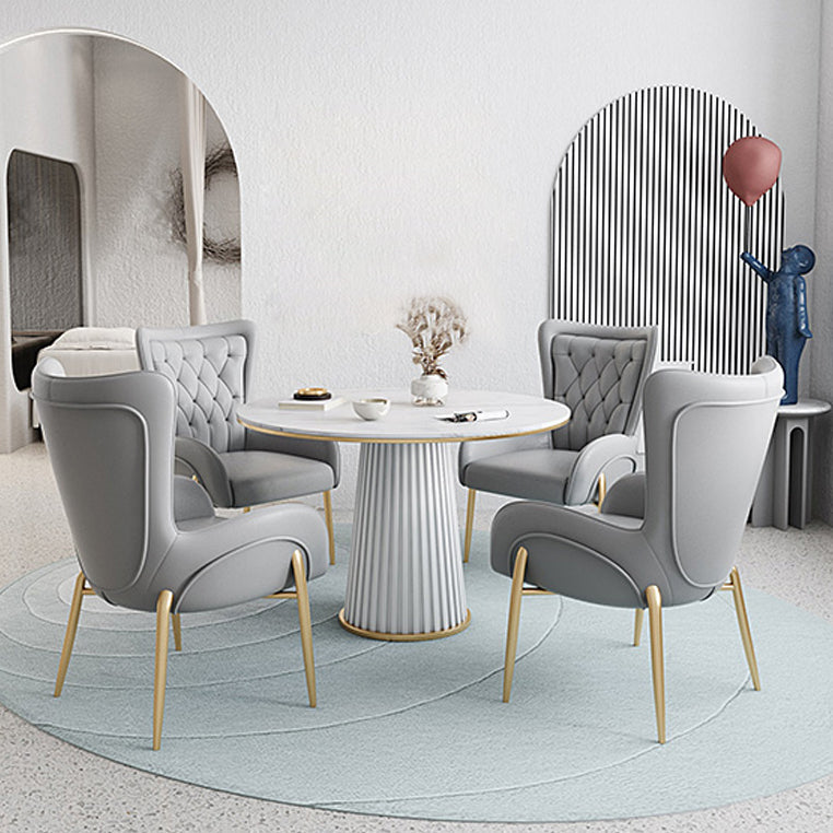 1/5 Pcs Metal Modern Dining Set with Round Indoor Table Dinette Set Clearhalo 'Dining Room Sets' 'Dining Tables & Seating' 'dining_room_set' 'furn' 'furn_dining_room_set' 'Furniture' 'furniture_dining_room_set' 'Kitchen & Dining Furniture' 'kitchen&dining_furn' 'kitchen' 4481657