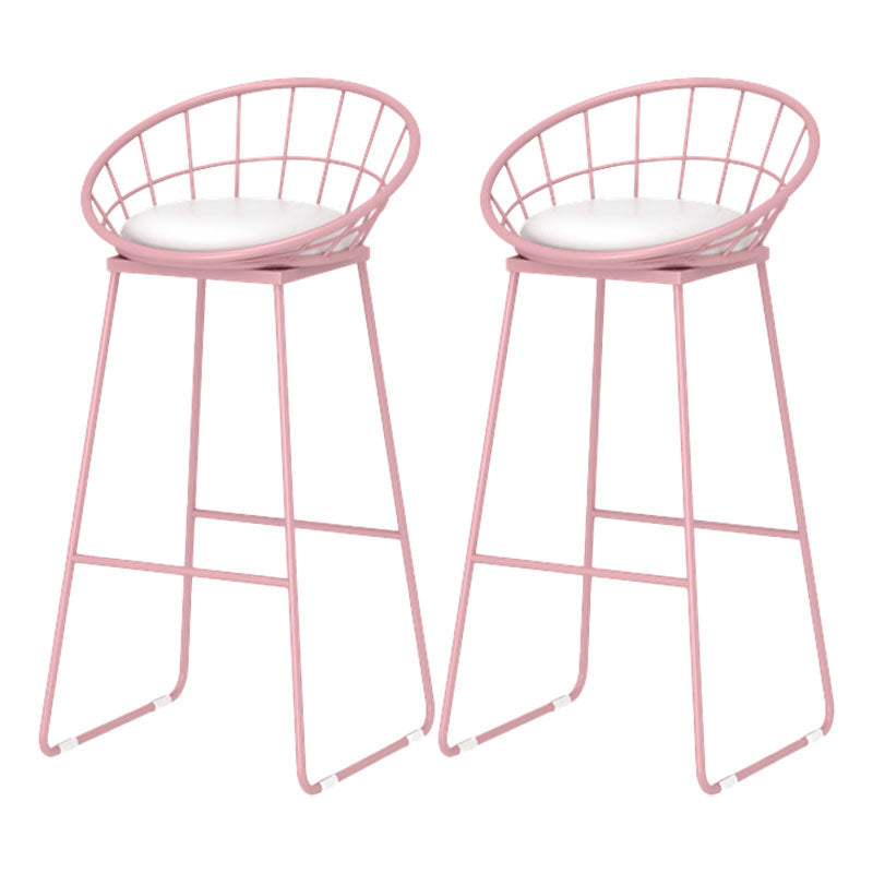Modern Style Iron Bar Stool with Footrest Milk Tea Shop Pink Bar Stool 30 Inches 2 Piece Set Sled Clearhalo 'Bar Furniture' 'Bar Stools' 'bar_stools' 'furn' 'furn_bar_stools' 'furniture_bar_stools' 'Kitchen & Dining Furniture' 'kitchen&dining_furn' 'kitchen' 'kitchen_furn' Furniture' 4481680