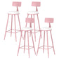 Modern Style Iron Bar Stool with Footrest Milk Tea Shop Pink Bar Stool 30 Inches 4 Piece Set Four Legs Clearhalo 'Bar Furniture' 'Bar Stools' 'bar_stools' 'furn' 'furn_bar_stools' 'furniture_bar_stools' 'Kitchen & Dining Furniture' 'kitchen&dining_furn' 'kitchen' 'kitchen_furn' Furniture' 4481685