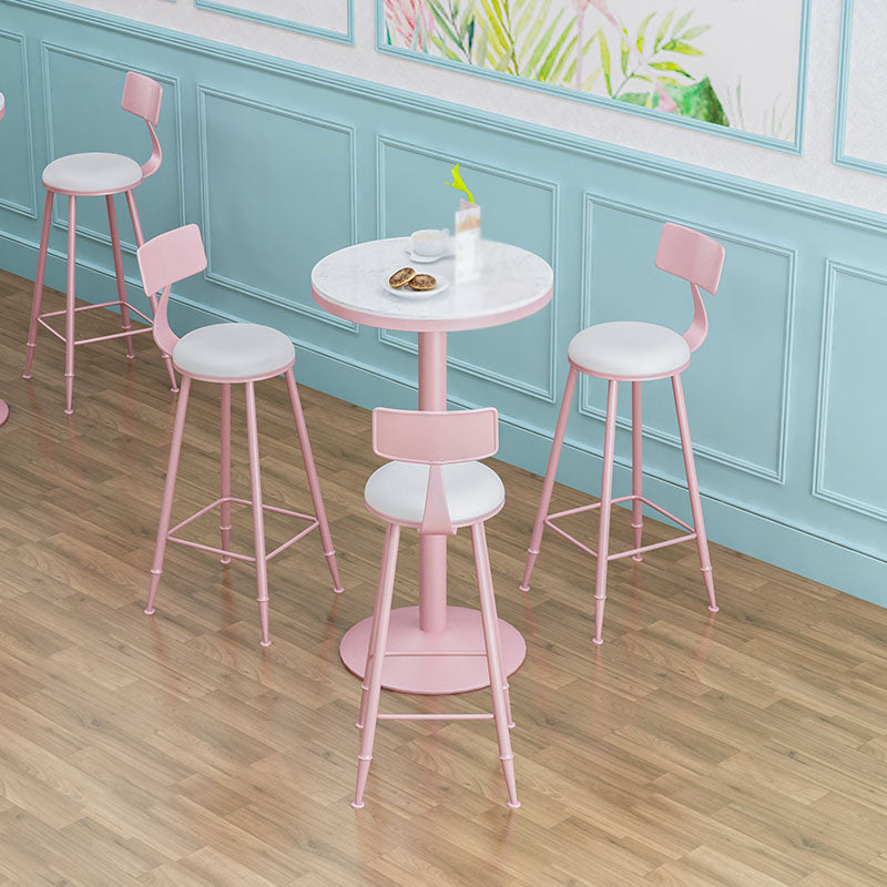 Modern Style Iron Bar Stool with Footrest Milk Tea Shop Pink Bar Stool 30 Inches Clearhalo 'Bar Furniture' 'Bar Stools' 'bar_stools' 'furn' 'furn_bar_stools' 'furniture_bar_stools' 'Kitchen & Dining Furniture' 'kitchen&dining_furn' 'kitchen' 'kitchen_furn' Furniture' 4481689