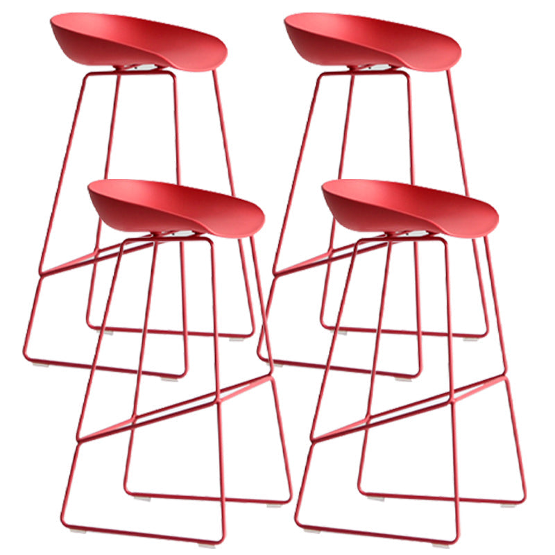 Modern Style Bar-stool Sled Legs PP Bucket Seat Barstool for Counter Bar Red 4 Piece Set Clearhalo 'Bar Furniture' 'Bar Stools' 'bar_stools' 'furn' 'furn_bar_stools' 'furniture_bar_stools' 'Kitchen & Dining Furniture' 'kitchen&dining_furn' 'kitchen' 'kitchen_furn' Furniture' 4481723