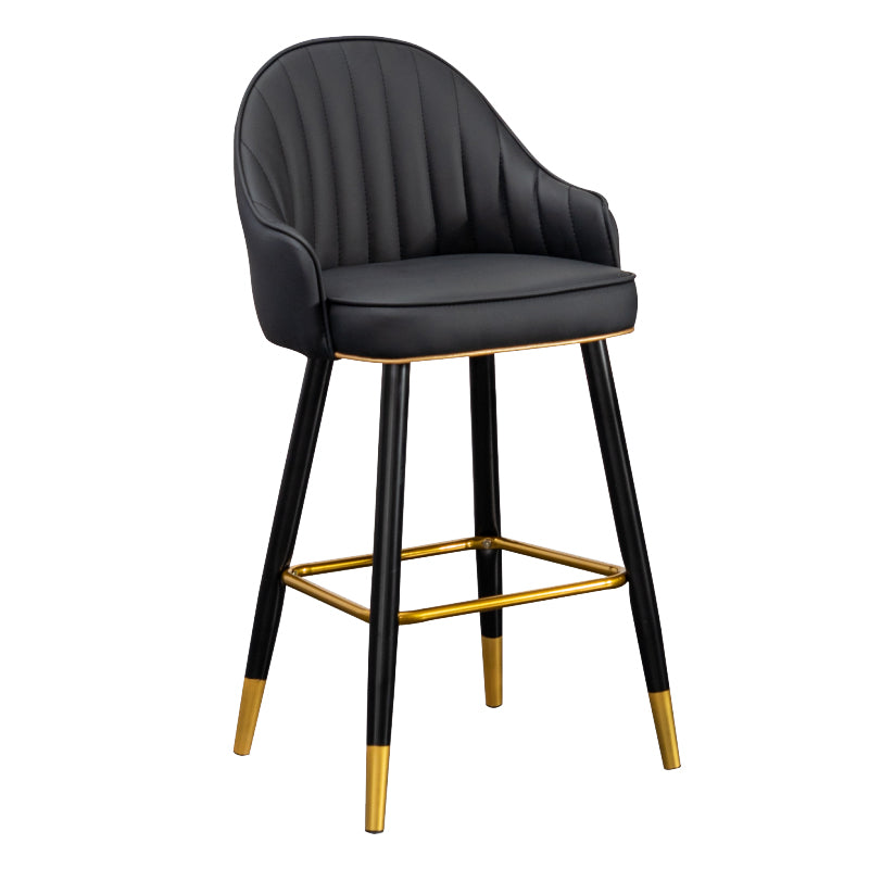 Modern Armless Backrest Counter Stool Iron Living Room Bar Stool with Leather Cushion Black 1 Piece Clearhalo 'Bar Furniture' 'Bar Stools' 'bar_stools' 'furn' 'furn_bar_stools' 'furniture_bar_stools' 'Kitchen & Dining Furniture' 'kitchen&dining_furn' 'kitchen' 'kitchen_furn' Furniture' 4481806