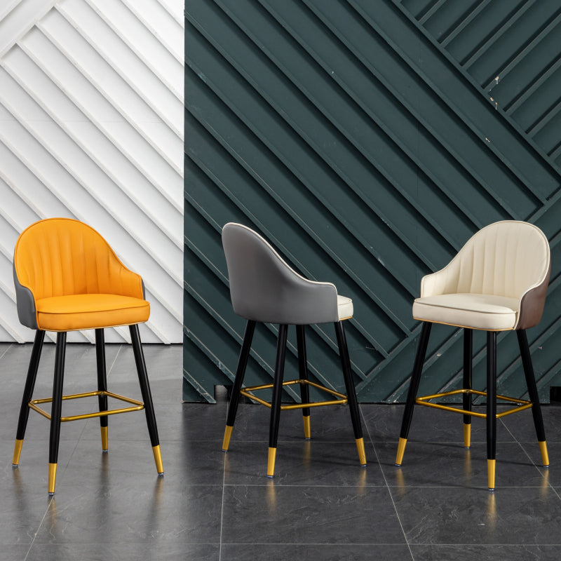 Modern Armless Backrest Counter Stool Iron Living Room Bar Stool with Leather Cushion Clearhalo 'Bar Furniture' 'Bar Stools' 'bar_stools' 'furn' 'furn_bar_stools' 'furniture_bar_stools' 'Kitchen & Dining Furniture' 'kitchen&dining_furn' 'kitchen' 'kitchen_furn' Furniture' 4481807