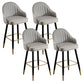 Modern Armless Backrest Counter Stool Iron Living Room Bar Stool with Leather Cushion Light Gray 4 Piece Set Clearhalo 'Bar Furniture' 'Bar Stools' 'bar_stools' 'furn' 'furn_bar_stools' 'furniture_bar_stools' 'Kitchen & Dining Furniture' 'kitchen&dining_furn' 'kitchen' 'kitchen_furn' Furniture' 4481816