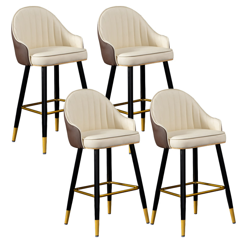 Modern Armless Backrest Counter Stool Iron Living Room Bar Stool with Leather Cushion White 4 Piece Set Clearhalo 'Bar Furniture' 'Bar Stools' 'bar_stools' 'furn' 'furn_bar_stools' 'furniture_bar_stools' 'Kitchen & Dining Furniture' 'kitchen&dining_furn' 'kitchen' 'kitchen_furn' Furniture' 4481822