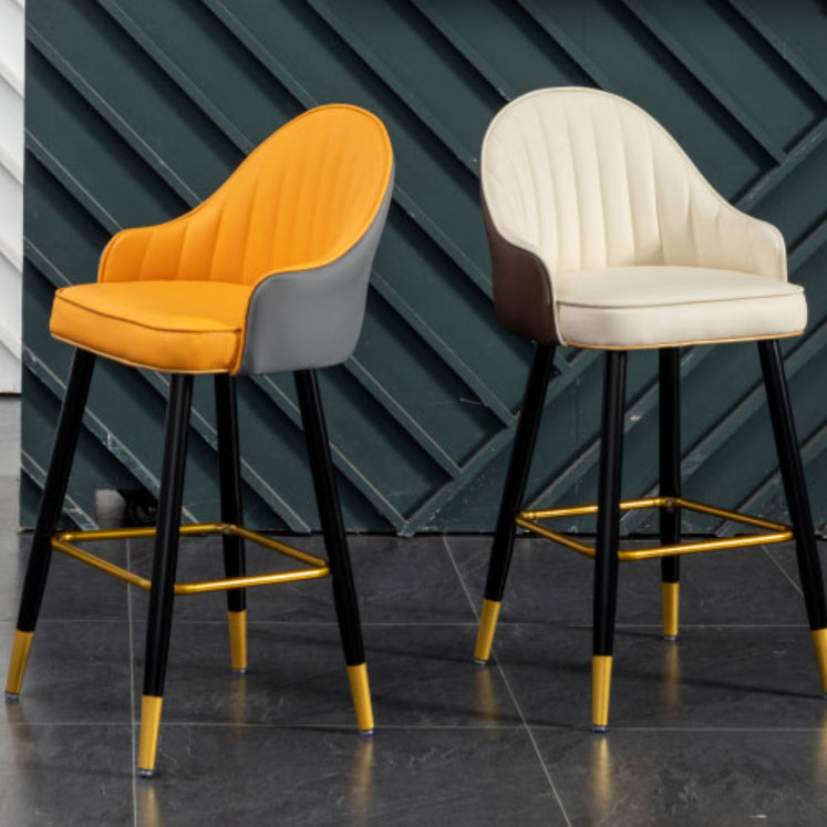 Modern Armless Backrest Counter Stool Iron Living Room Bar Stool with Leather Cushion Clearhalo 'Bar Furniture' 'Bar Stools' 'bar_stools' 'furn' 'furn_bar_stools' 'furniture_bar_stools' 'Kitchen & Dining Furniture' 'kitchen&dining_furn' 'kitchen' 'kitchen_furn' Furniture' 4481824