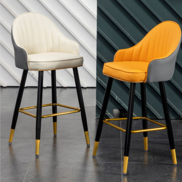 Modern Armless Backrest Counter Stool Iron Living Room Bar Stool with Leather Cushion Clearhalo 'Bar Furniture' 'Bar Stools' 'bar_stools' 'furn' 'furn_bar_stools' 'furniture_bar_stools' 'Kitchen & Dining Furniture' 'kitchen&dining_furn' 'kitchen' 'kitchen_furn' Furniture' 4481825