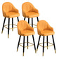 Modern Armless Backrest Counter Stool Iron Living Room Bar Stool with Leather Cushion Orange 4 Piece Set Clearhalo 'Bar Furniture' 'Bar Stools' 'bar_stools' 'furn' 'furn_bar_stools' 'furniture_bar_stools' 'Kitchen & Dining Furniture' 'kitchen&dining_furn' 'kitchen' 'kitchen_furn' Furniture' 4481827