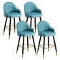 Modern Armless Backrest Counter Stool Iron Living Room Bar Stool with Leather Cushion Blue 4 Piece Set Clearhalo 'Bar Furniture' 'Bar Stools' 'bar_stools' 'furn' 'furn_bar_stools' 'furniture_bar_stools' 'Kitchen & Dining Furniture' 'kitchen&dining_furn' 'kitchen' 'kitchen_furn' Furniture' 4481830