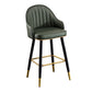 Modern Armless Backrest Counter Stool Iron Living Room Bar Stool with Leather Cushion Blackish Green 1 Piece Clearhalo 'Bar Furniture' 'Bar Stools' 'bar_stools' 'furn' 'furn_bar_stools' 'furniture_bar_stools' 'Kitchen & Dining Furniture' 'kitchen&dining_furn' 'kitchen' 'kitchen_furn' Furniture' 4481831