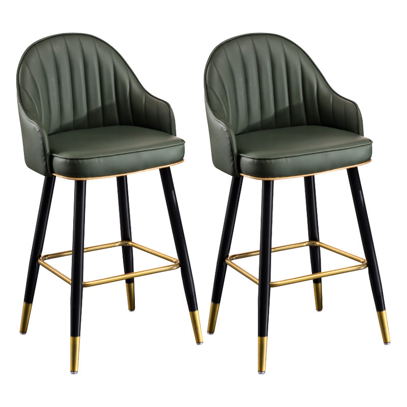 Modern Armless Backrest Counter Stool Iron Living Room Bar Stool with Leather Cushion Blackish Green 2 Piece Set Clearhalo 'Bar Furniture' 'Bar Stools' 'bar_stools' 'furn' 'furn_bar_stools' 'furniture_bar_stools' 'Kitchen & Dining Furniture' 'kitchen&dining_furn' 'kitchen' 'kitchen_furn' Furniture' 4481832