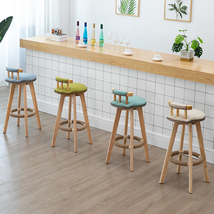 Modern Rotatable Backrest Counter Stool Wood Kitchen Bar Stool with Cushion Clearhalo 'Bar Furniture' 'Bar Stools' 'bar_stools' 'furn' 'furn_bar_stools' 'furniture_bar_stools' 'Kitchen & Dining Furniture' 'kitchen&dining_furn' 'kitchen' 'kitchen_furn' Furniture' 4481843