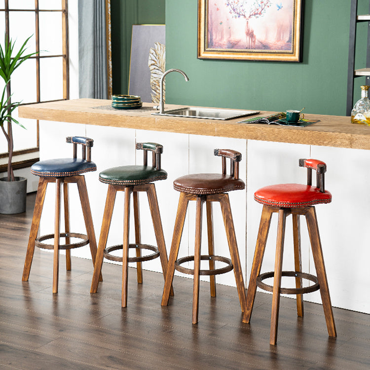 Modern Rotatable Backrest Counter Stool Wood Kitchen Bar Stool with Cushion Clearhalo 'Bar Furniture' 'Bar Stools' 'bar_stools' 'furn' 'furn_bar_stools' 'furniture_bar_stools' 'Kitchen & Dining Furniture' 'kitchen&dining_furn' 'kitchen' 'kitchen_furn' Furniture' 4481845