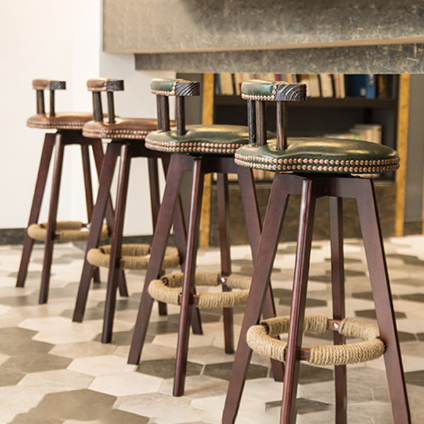 Modern Rotatable Backrest Counter Stool Wood Kitchen Bar Stool with Cushion Clearhalo 'Bar Furniture' 'Bar Stools' 'bar_stools' 'furn' 'furn_bar_stools' 'furniture_bar_stools' 'Kitchen & Dining Furniture' 'kitchen&dining_furn' 'kitchen' 'kitchen_furn' Furniture' 4481847