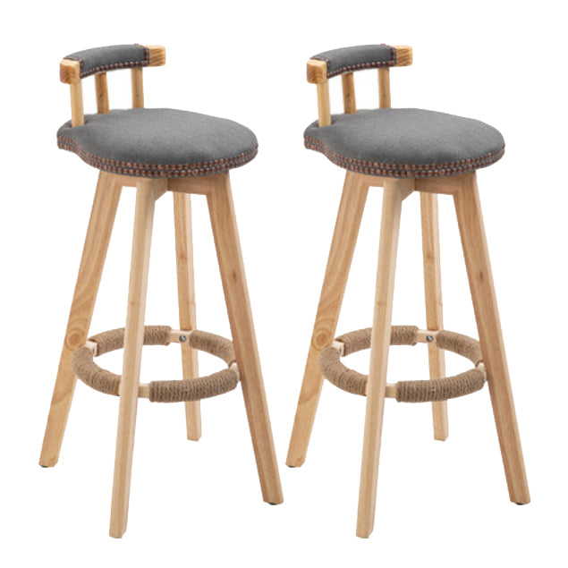 Modern Rotatable Backrest Counter Stool Wood Kitchen Bar Stool with Cushion Dark Gray 2 Piece Set Clearhalo 'Bar Furniture' 'Bar Stools' 'bar_stools' 'furn' 'furn_bar_stools' 'furniture_bar_stools' 'Kitchen & Dining Furniture' 'kitchen&dining_furn' 'kitchen' 'kitchen_furn' Furniture' 4481852