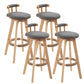 Modern Rotatable Backrest Counter Stool Wood Kitchen Bar Stool with Cushion Dark Gray 4 Piece Set Clearhalo 'Bar Furniture' 'Bar Stools' 'bar_stools' 'furn' 'furn_bar_stools' 'furniture_bar_stools' 'Kitchen & Dining Furniture' 'kitchen&dining_furn' 'kitchen' 'kitchen_furn' Furniture' 4481854
