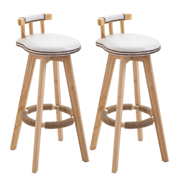 Modern Rotatable Backrest Counter Stool Wood Kitchen Bar Stool with Cushion White 2 Piece Set Clearhalo 'Bar Furniture' 'Bar Stools' 'bar_stools' 'furn' 'furn_bar_stools' 'furniture_bar_stools' 'Kitchen & Dining Furniture' 'kitchen&dining_furn' 'kitchen' 'kitchen_furn' Furniture' 4481857
