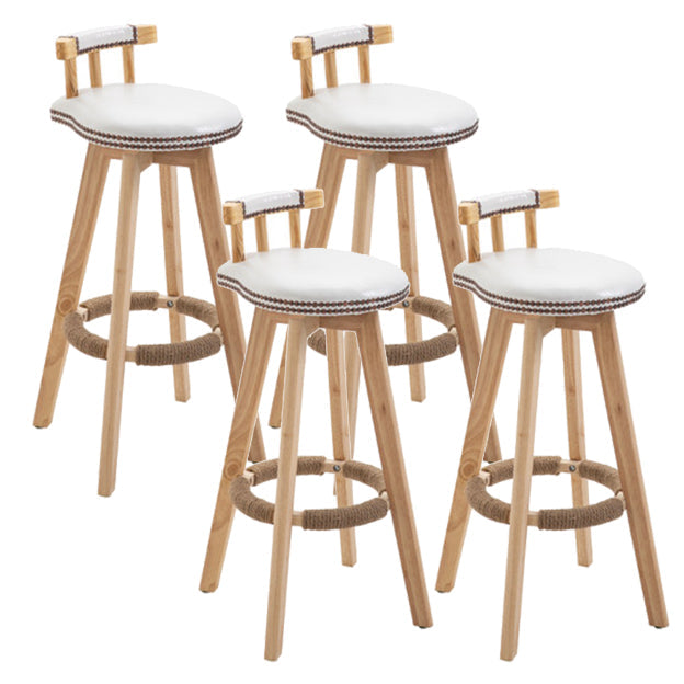 Modern Rotatable Backrest Counter Stool Wood Kitchen Bar Stool with Cushion White 4 Piece Set Clearhalo 'Bar Furniture' 'Bar Stools' 'bar_stools' 'furn' 'furn_bar_stools' 'furniture_bar_stools' 'Kitchen & Dining Furniture' 'kitchen&dining_furn' 'kitchen' 'kitchen_furn' Furniture' 4481859