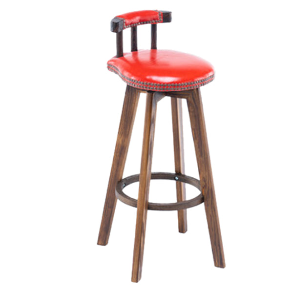 Modern Rotatable Backrest Counter Stool Wood Kitchen Bar Stool with Cushion Red 1 Piece Clearhalo 'Bar Furniture' 'Bar Stools' 'bar_stools' 'furn' 'furn_bar_stools' 'furniture_bar_stools' 'Kitchen & Dining Furniture' 'kitchen&dining_furn' 'kitchen' 'kitchen_furn' Furniture' 4481860