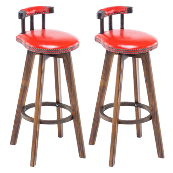 Modern Rotatable Backrest Counter Stool Wood Kitchen Bar Stool with Cushion Red 2 Piece Set Clearhalo 'Bar Furniture' 'Bar Stools' 'bar_stools' 'furn' 'furn_bar_stools' 'furniture_bar_stools' 'Kitchen & Dining Furniture' 'kitchen&dining_furn' 'kitchen' 'kitchen_furn' Furniture' 4481861