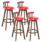 Modern Rotatable Backrest Counter Stool Wood Kitchen Bar Stool with Cushion Red 4 Piece Set Clearhalo 'Bar Furniture' 'Bar Stools' 'bar_stools' 'furn' 'furn_bar_stools' 'furniture_bar_stools' 'Kitchen & Dining Furniture' 'kitchen&dining_furn' 'kitchen' 'kitchen_furn' Furniture' 4481862