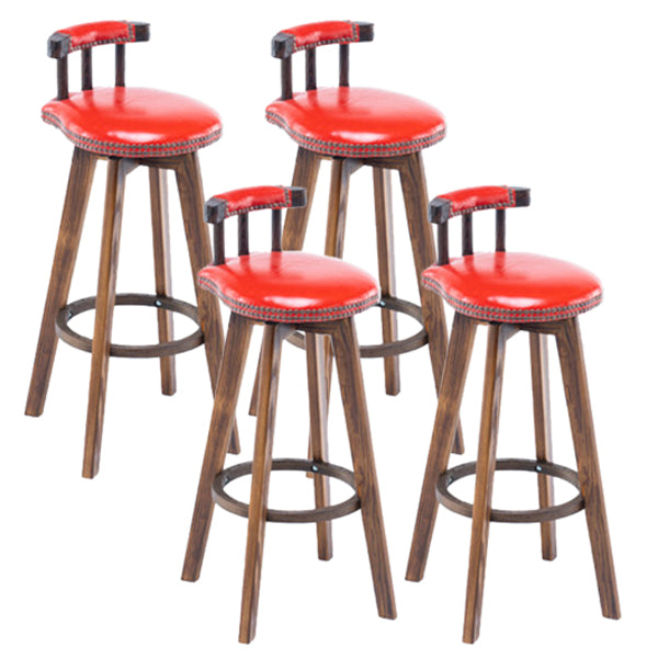 Modern Rotatable Backrest Counter Stool Wood Kitchen Bar Stool with Cushion Red 4 Piece Set Clearhalo 'Bar Furniture' 'Bar Stools' 'bar_stools' 'furn' 'furn_bar_stools' 'furniture_bar_stools' 'Kitchen & Dining Furniture' 'kitchen&dining_furn' 'kitchen' 'kitchen_furn' Furniture' 4481862