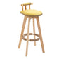 Modern Rotatable Backrest Counter Stool Wood Kitchen Bar Stool with Cushion Yellow 1 Piece Clearhalo 'Bar Furniture' 'Bar Stools' 'bar_stools' 'furn' 'furn_bar_stools' 'furniture_bar_stools' 'Kitchen & Dining Furniture' 'kitchen&dining_furn' 'kitchen' 'kitchen_furn' Furniture' 4481863