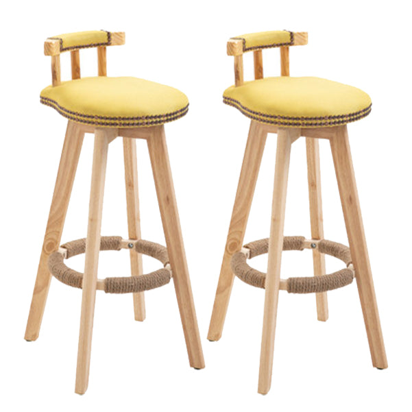 Modern Rotatable Backrest Counter Stool Wood Kitchen Bar Stool with Cushion Yellow 2 Piece Set Clearhalo 'Bar Furniture' 'Bar Stools' 'bar_stools' 'furn' 'furn_bar_stools' 'furniture_bar_stools' 'Kitchen & Dining Furniture' 'kitchen&dining_furn' 'kitchen' 'kitchen_furn' Furniture' 4481864