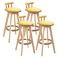 Modern Rotatable Backrest Counter Stool Wood Kitchen Bar Stool with Cushion Yellow 4 Piece Set Clearhalo 'Bar Furniture' 'Bar Stools' 'bar_stools' 'furn' 'furn_bar_stools' 'furniture_bar_stools' 'Kitchen & Dining Furniture' 'kitchen&dining_furn' 'kitchen' 'kitchen_furn' Furniture' 4481865