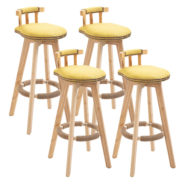 Modern Rotatable Backrest Counter Stool Wood Kitchen Bar Stool with Cushion Yellow 4 Piece Set Clearhalo 'Bar Furniture' 'Bar Stools' 'bar_stools' 'furn' 'furn_bar_stools' 'furniture_bar_stools' 'Kitchen & Dining Furniture' 'kitchen&dining_furn' 'kitchen' 'kitchen_furn' Furniture' 4481865