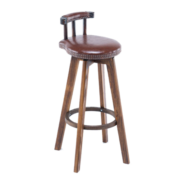 Modern Rotatable Backrest Counter Stool Wood Kitchen Bar Stool with Cushion Brown 1 Piece Clearhalo 'Bar Furniture' 'Bar Stools' 'bar_stools' 'furn' 'furn_bar_stools' 'furniture_bar_stools' 'Kitchen & Dining Furniture' 'kitchen&dining_furn' 'kitchen' 'kitchen_furn' Furniture' 4481866