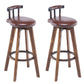 Modern Rotatable Backrest Counter Stool Wood Kitchen Bar Stool with Cushion Brown 2 Piece Set Clearhalo 'Bar Furniture' 'Bar Stools' 'bar_stools' 'furn' 'furn_bar_stools' 'furniture_bar_stools' 'Kitchen & Dining Furniture' 'kitchen&dining_furn' 'kitchen' 'kitchen_furn' Furniture' 4481867