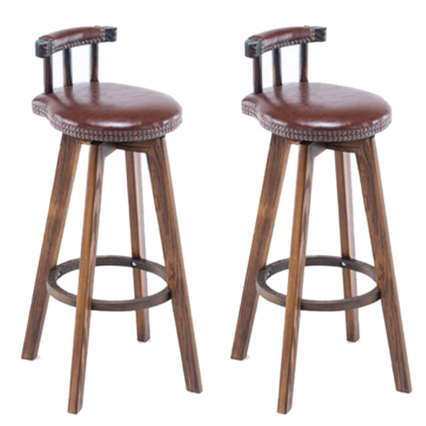 Modern Rotatable Backrest Counter Stool Wood Kitchen Bar Stool with Cushion Brown 2 Piece Set Clearhalo 'Bar Furniture' 'Bar Stools' 'bar_stools' 'furn' 'furn_bar_stools' 'furniture_bar_stools' 'Kitchen & Dining Furniture' 'kitchen&dining_furn' 'kitchen' 'kitchen_furn' Furniture' 4481867