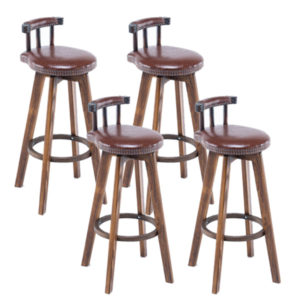 Modern Rotatable Backrest Counter Stool Wood Kitchen Bar Stool with Cushion Brown 4 Piece Set Clearhalo 'Bar Furniture' 'Bar Stools' 'bar_stools' 'furn' 'furn_bar_stools' 'furniture_bar_stools' 'Kitchen & Dining Furniture' 'kitchen&dining_furn' 'kitchen' 'kitchen_furn' Furniture' 4481868