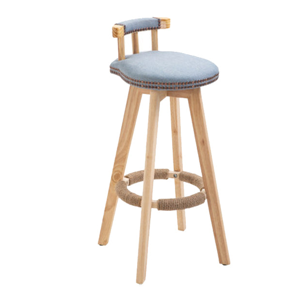 Modern Rotatable Backrest Counter Stool Wood Kitchen Bar Stool with Cushion Light Blue 1 Piece Clearhalo 'Bar Furniture' 'Bar Stools' 'bar_stools' 'furn' 'furn_bar_stools' 'furniture_bar_stools' 'Kitchen & Dining Furniture' 'kitchen&dining_furn' 'kitchen' 'kitchen_furn' Furniture' 4481869