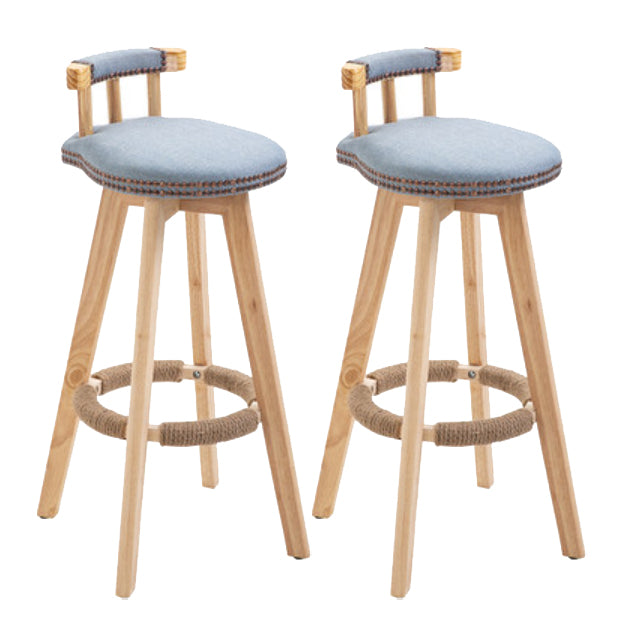 Modern Rotatable Backrest Counter Stool Wood Kitchen Bar Stool with Cushion Light Blue 2 Piece Set Clearhalo 'Bar Furniture' 'Bar Stools' 'bar_stools' 'furn' 'furn_bar_stools' 'furniture_bar_stools' 'Kitchen & Dining Furniture' 'kitchen&dining_furn' 'kitchen' 'kitchen_furn' Furniture' 4481870