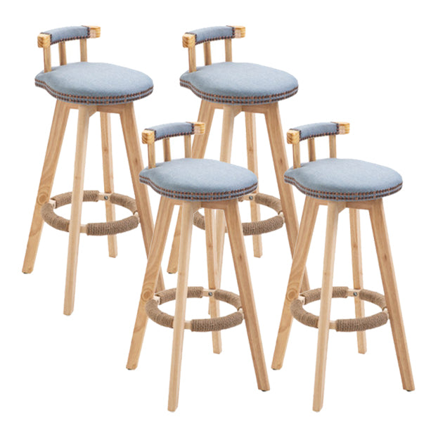 Modern Rotatable Backrest Counter Stool Wood Kitchen Bar Stool with Cushion Light Blue 4 Piece Set Clearhalo 'Bar Furniture' 'Bar Stools' 'bar_stools' 'furn' 'furn_bar_stools' 'furniture_bar_stools' 'Kitchen & Dining Furniture' 'kitchen&dining_furn' 'kitchen' 'kitchen_furn' Furniture' 4481871