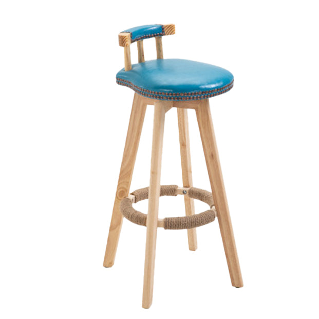 Modern Rotatable Backrest Counter Stool Wood Kitchen Bar Stool with Cushion Sky Blue 1 Piece Clearhalo 'Bar Furniture' 'Bar Stools' 'bar_stools' 'furn' 'furn_bar_stools' 'furniture_bar_stools' 'Kitchen & Dining Furniture' 'kitchen&dining_furn' 'kitchen' 'kitchen_furn' Furniture' 4481872