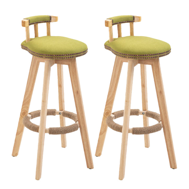 Modern Rotatable Backrest Counter Stool Wood Kitchen Bar Stool with Cushion Green 2 Piece Set Clearhalo 'Bar Furniture' 'Bar Stools' 'bar_stools' 'furn' 'furn_bar_stools' 'furniture_bar_stools' 'Kitchen & Dining Furniture' 'kitchen&dining_furn' 'kitchen' 'kitchen_furn' Furniture' 4481876