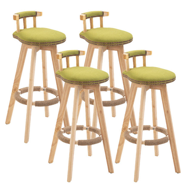 Modern Rotatable Backrest Counter Stool Wood Kitchen Bar Stool with Cushion Green 4 Piece Set Clearhalo 'Bar Furniture' 'Bar Stools' 'bar_stools' 'furn' 'furn_bar_stools' 'furniture_bar_stools' 'Kitchen & Dining Furniture' 'kitchen&dining_furn' 'kitchen' 'kitchen_furn' Furniture' 4481877