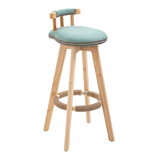 Modern Rotatable Backrest Counter Stool Wood Kitchen Bar Stool with Cushion Light Green 1 Piece Clearhalo 'Bar Furniture' 'Bar Stools' 'bar_stools' 'furn' 'furn_bar_stools' 'furniture_bar_stools' 'Kitchen & Dining Furniture' 'kitchen&dining_furn' 'kitchen' 'kitchen_furn' Furniture' 4481878
