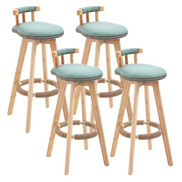 Modern Rotatable Backrest Counter Stool Wood Kitchen Bar Stool with Cushion Light Green 4 Piece Set Clearhalo 'Bar Furniture' 'Bar Stools' 'bar_stools' 'furn' 'furn_bar_stools' 'furniture_bar_stools' 'Kitchen & Dining Furniture' 'kitchen&dining_furn' 'kitchen' 'kitchen_furn' Furniture' 4481880