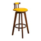 Modern Rotatable Backrest Counter Stool Wood Kitchen Bar Stool with Cushion Light Yellow 1 Piece Clearhalo 'Bar Furniture' 'Bar Stools' 'bar_stools' 'furn' 'furn_bar_stools' 'furniture_bar_stools' 'Kitchen & Dining Furniture' 'kitchen&dining_furn' 'kitchen' 'kitchen_furn' Furniture' 4481884