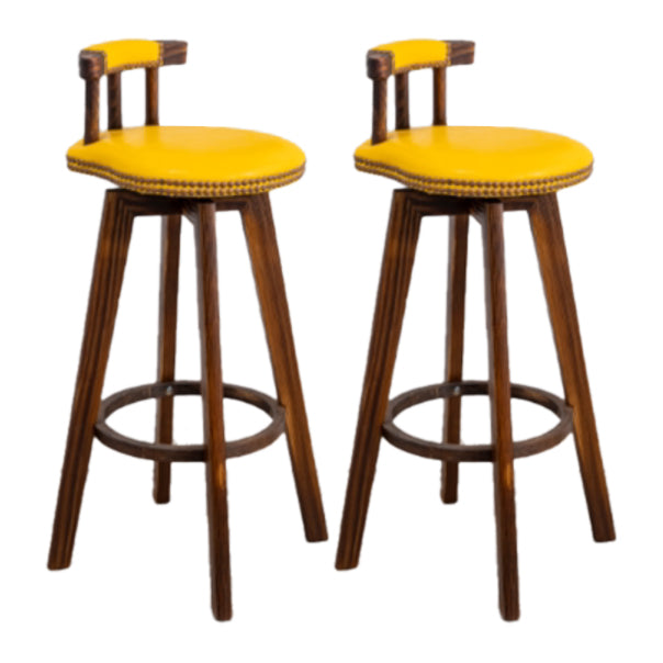 Modern Rotatable Backrest Counter Stool Wood Kitchen Bar Stool with Cushion Light Yellow 2 Piece Set Clearhalo 'Bar Furniture' 'Bar Stools' 'bar_stools' 'furn' 'furn_bar_stools' 'furniture_bar_stools' 'Kitchen & Dining Furniture' 'kitchen&dining_furn' 'kitchen' 'kitchen_furn' Furniture' 4481885