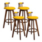 Modern Rotatable Backrest Counter Stool Wood Kitchen Bar Stool with Cushion Light Yellow 4 Piece Set Clearhalo 'Bar Furniture' 'Bar Stools' 'bar_stools' 'furn' 'furn_bar_stools' 'furniture_bar_stools' 'Kitchen & Dining Furniture' 'kitchen&dining_furn' 'kitchen' 'kitchen_furn' Furniture' 4481886