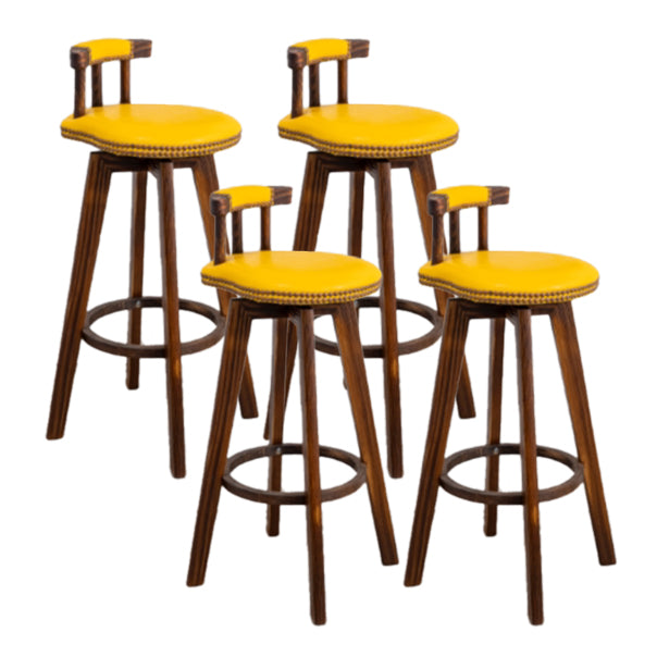 Modern Rotatable Backrest Counter Stool Wood Kitchen Bar Stool with Cushion Light Yellow 4 Piece Set Clearhalo 'Bar Furniture' 'Bar Stools' 'bar_stools' 'furn' 'furn_bar_stools' 'furniture_bar_stools' 'Kitchen & Dining Furniture' 'kitchen&dining_furn' 'kitchen' 'kitchen_furn' Furniture' 4481886