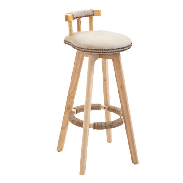 Modern Rotatable Backrest Counter Stool Wood Kitchen Bar Stool with Cushion Khaki 1 Piece Clearhalo 'Bar Furniture' 'Bar Stools' 'bar_stools' 'furn' 'furn_bar_stools' 'furniture_bar_stools' 'Kitchen & Dining Furniture' 'kitchen&dining_furn' 'kitchen' 'kitchen_furn' Furniture' 4481887