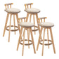 Modern Rotatable Backrest Counter Stool Wood Kitchen Bar Stool with Cushion Khaki 4 Piece Set Clearhalo 'Bar Furniture' 'Bar Stools' 'bar_stools' 'furn' 'furn_bar_stools' 'furniture_bar_stools' 'Kitchen & Dining Furniture' 'kitchen&dining_furn' 'kitchen' 'kitchen_furn' Furniture' 4481889